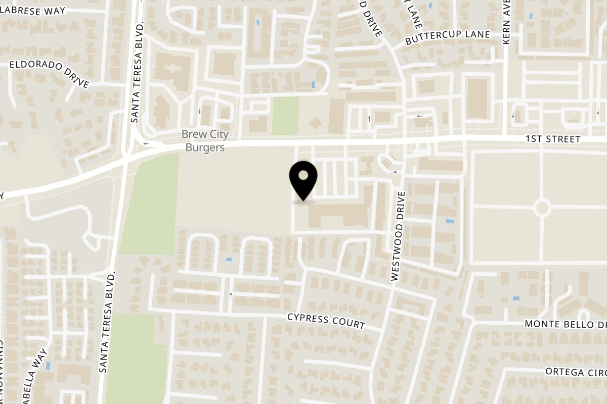 Map showing the location of Little India on 1340 1st St A in Gilroy